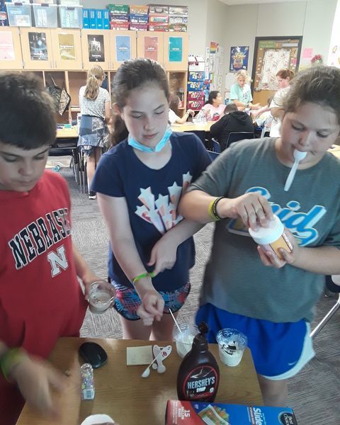Students making ice cream