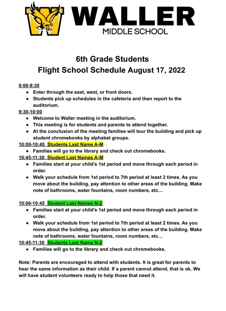 Flight School Schedule