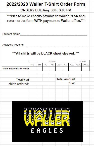 Don't forget your T-shirt order forms!
