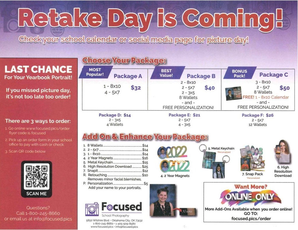 Retake Day  is October 6th. Use code: focused 